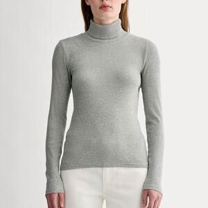 Everlane Luxe Rib Cotton Turtleneck in Grey